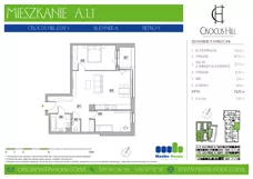 3 pokoje, mieszkanie 73,73 m², piętro 1, oferta nr A.1.1, Crocus Hill, Szczecin, Śródmieście, Śródmieście Północ, ul. Jerzego Janosika 2, 2A, 3, 3A